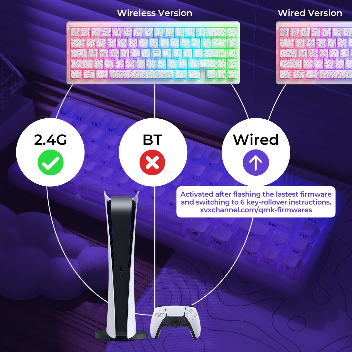 XVX M67 JadeStone Mechanical Keyboard With IMD-Tech Keycaps (Stellar White)